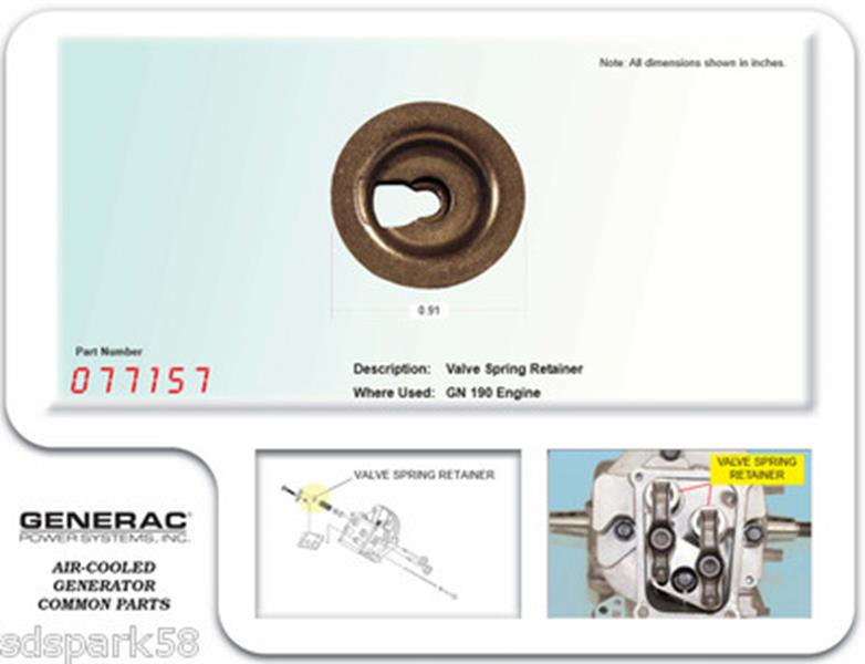 Generac VALVE SPRING RETAINER 077157