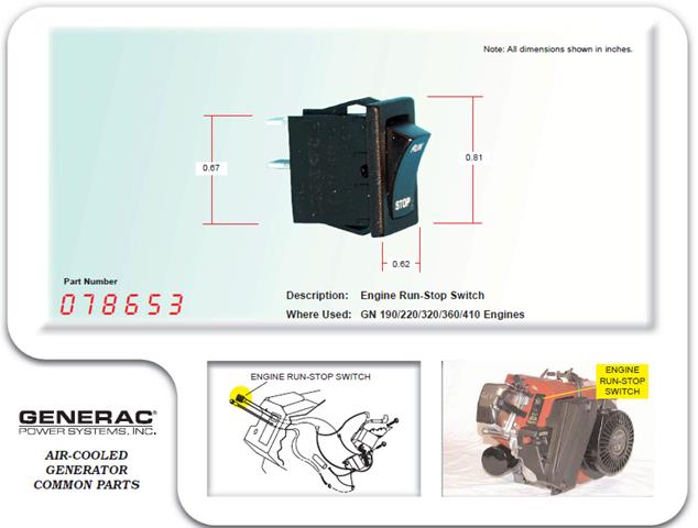 Generac SWITCH ENGINE RUN-STOP 078653