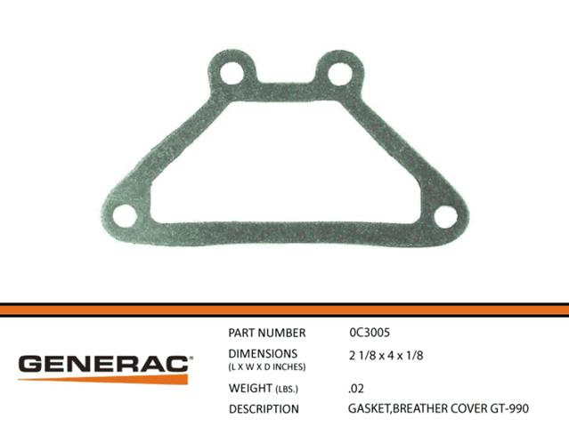 Generac Guardian 0C3005 GASKET,BREATHER COVER GT-990