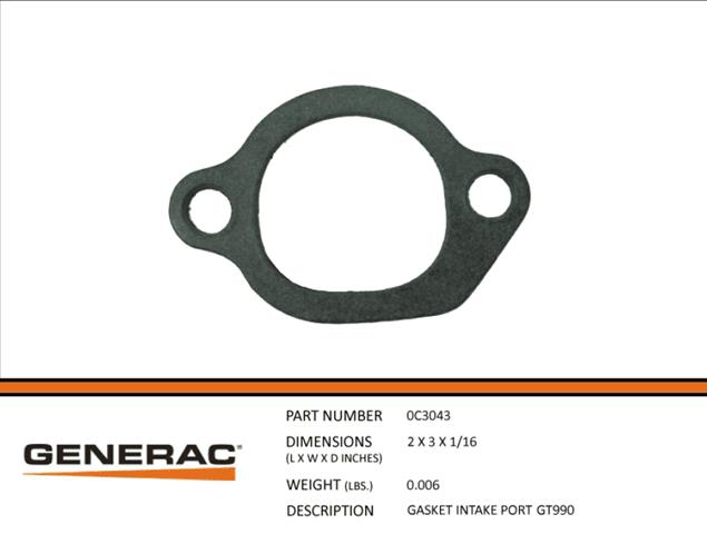 Generac Guardian GASKET INTAKE PORT GT990  0C3043