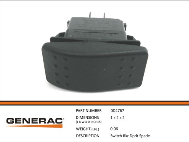 Generac Guardian 0D4767 On Off Rocker Switch DPDT Spade