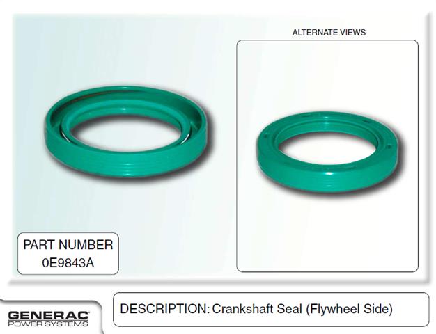 Generac 0E9843A SEAL C. SHAFT Flywheel SIDE GREEN ( Replaced By Part# 0K1534 )