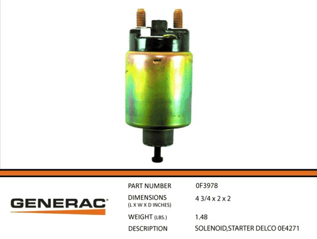 Generac SOLENOID,STARTER DELCO 0E4271 Part# 0F3978