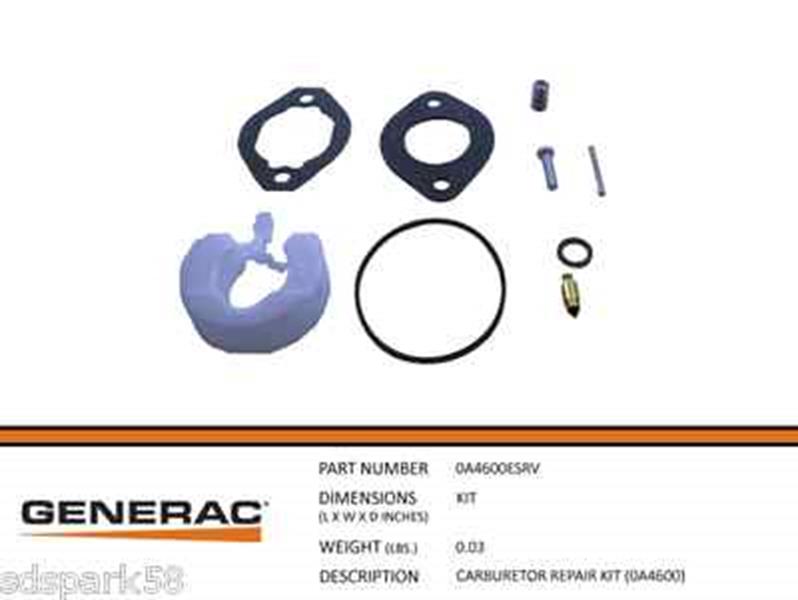 Generac Guardian Carburetor Repair Kit  (0A4600) 0A4600ESRV