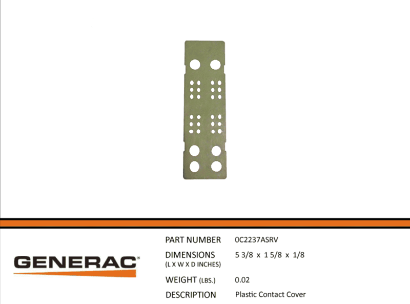 Generac Plasic Contact Cover for 0C2237 Part# 0C2237ASRV