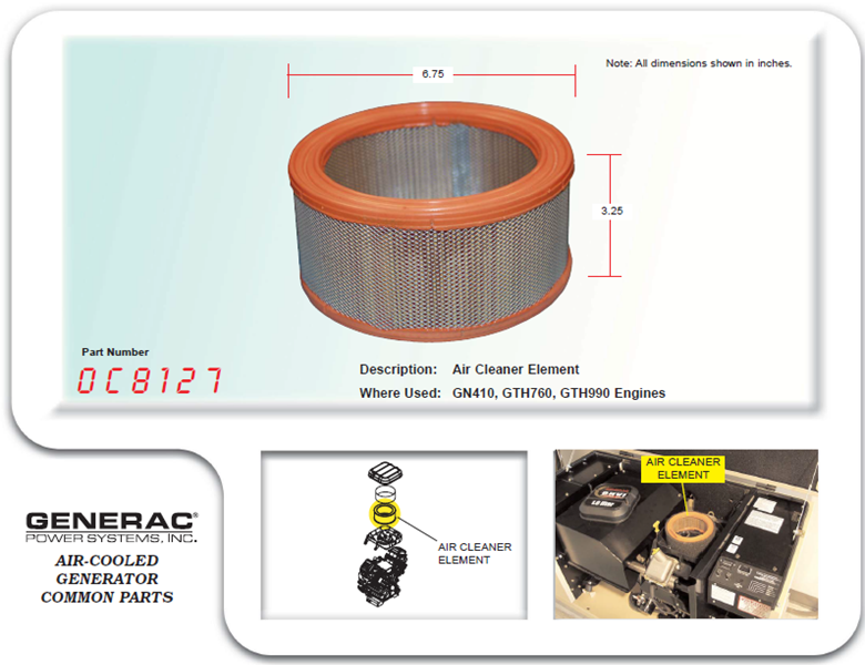 Generac 5664 Maintenance Kit for 12 - 18 kW, 760/990cc Engine