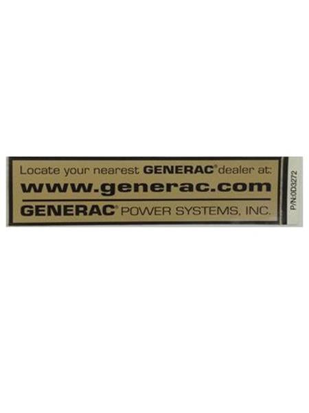 Generac Guardian DECAL, GENERAC DEALER 0D3272 – Genpartsupply
