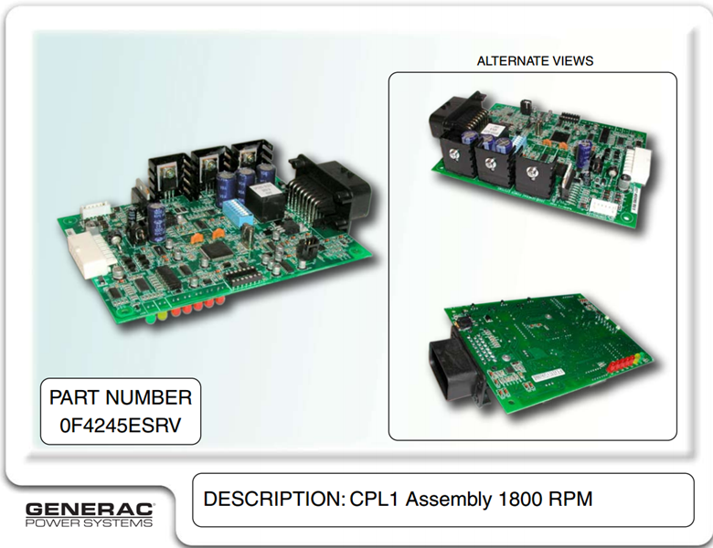 Generac PCB ASSY CPL1 1800 RPM Part# 0F4245ESRV