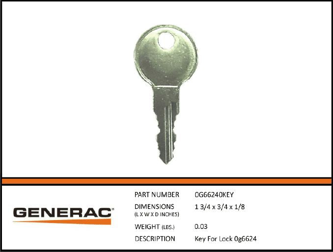 Generac 0G66240KEY Key For Lock 0G6624 set of 2