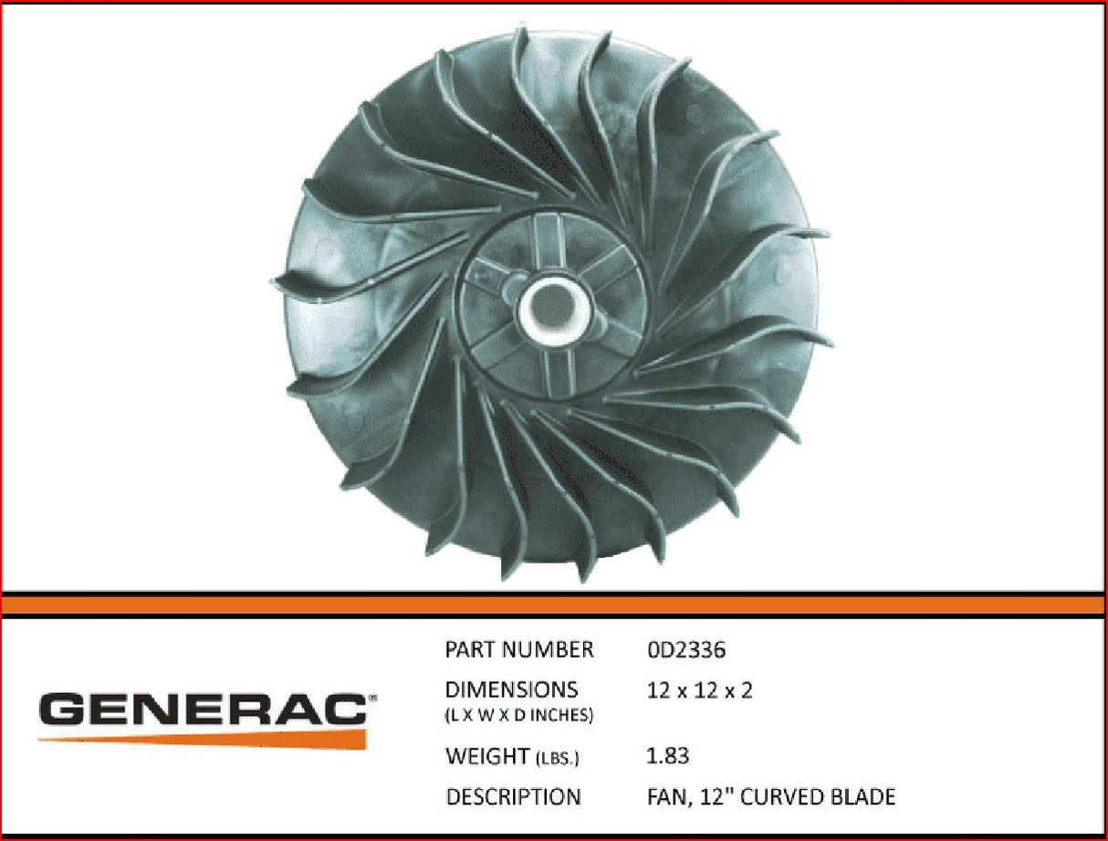 Generac Generator 12" Curved Fan Blade 0D2336