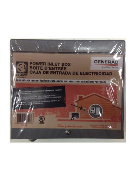 Generac 6341 50 Amp Twistlock Non-Metallic Power Inlet Box with Flip L ...