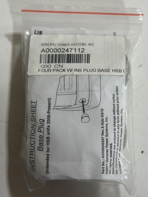 Generac A0000247112 FOUR PACK W/ INS PLUG BASE HSB GRAY