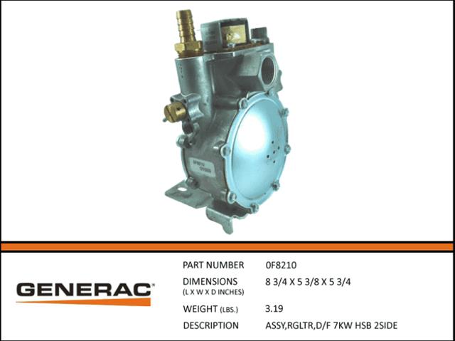 Generac assembly fuel regulator d/f 7kW HSB 2 side 0F8210